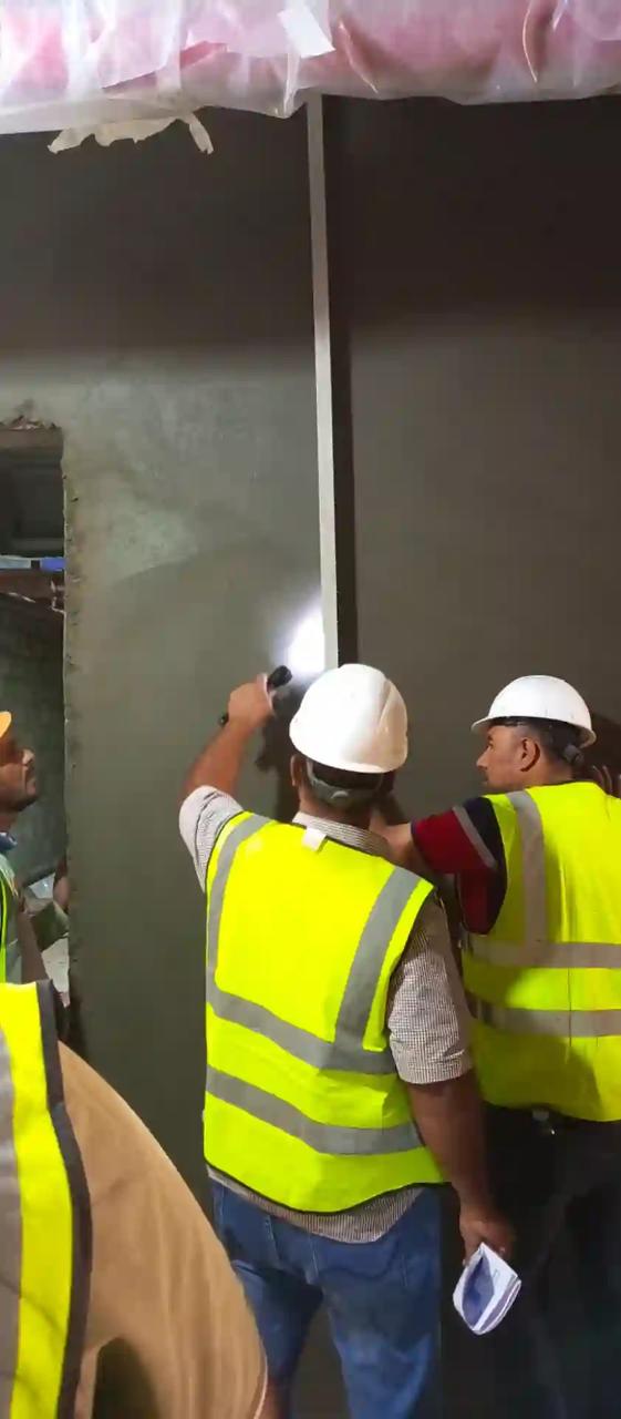 Blockwork wall under construction