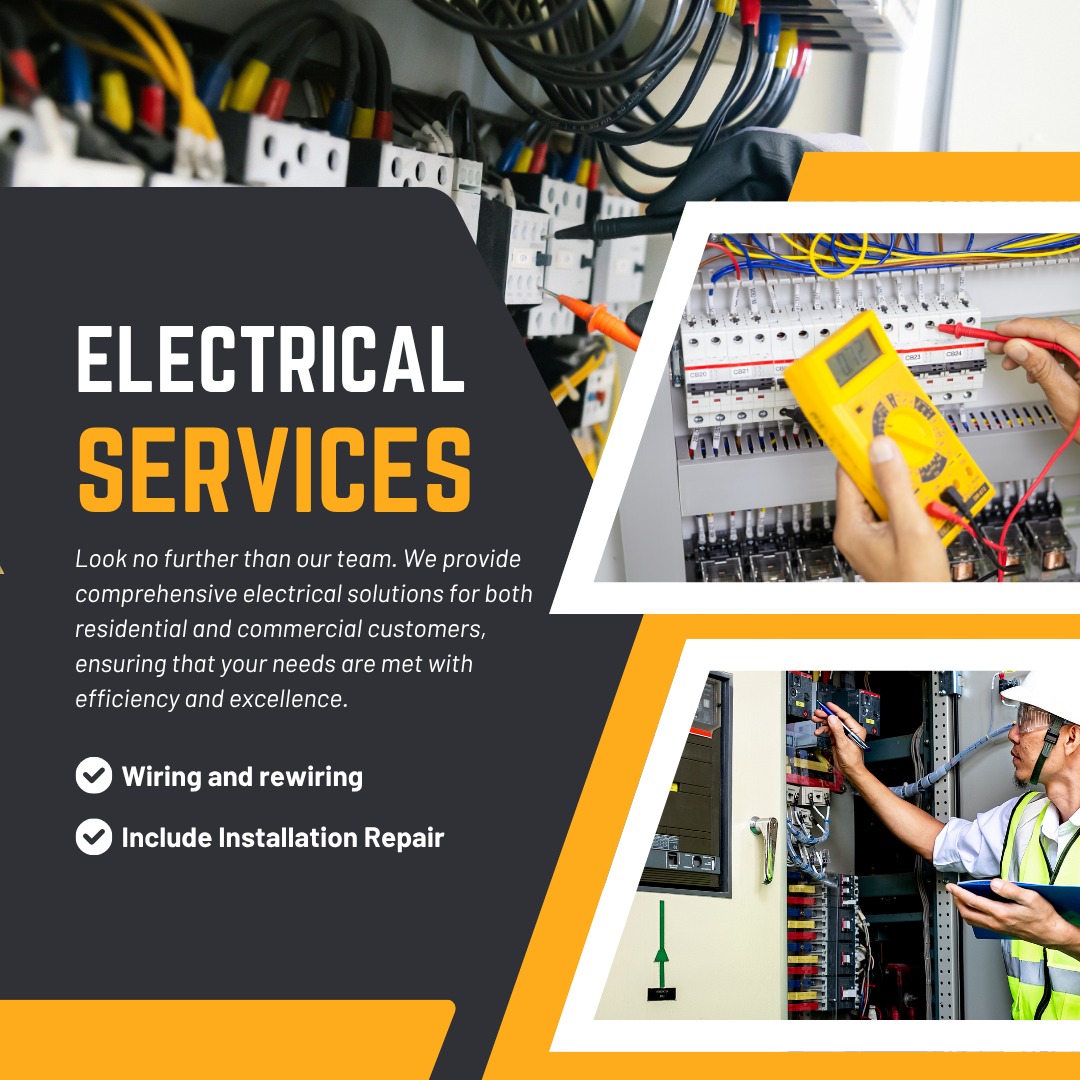 Electric power system engineer in a yellow hard hat inspecting a commercial switchgear panel on site