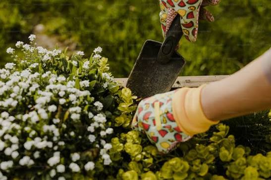 Colorful flower bed planting